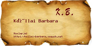 Kállai Barbara névjegykártya