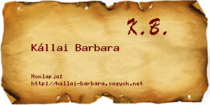 Kállai Barbara névjegykártya